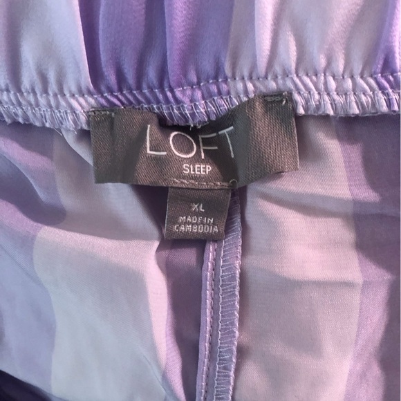 NWT Loft Intimates 3X Satin Purple Candy Striped Pajama Set Notched Collar - Picture 7 of 7